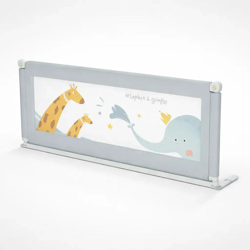 Barandilla Protector De Cama Bebe Infantil Seguridad 2/1.9 Gris Jirafa -elefante