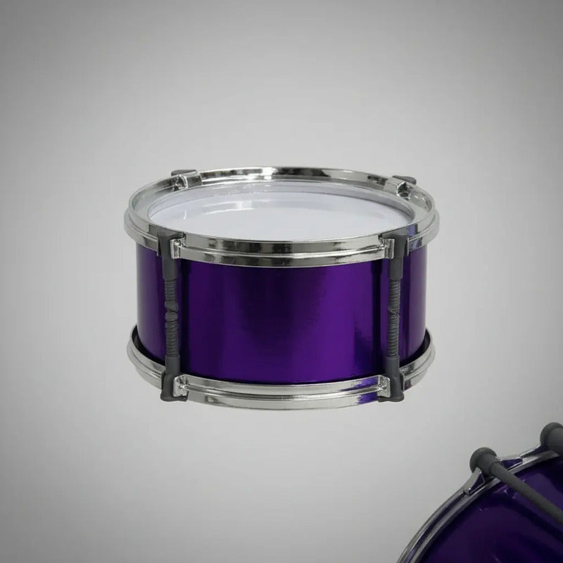 Set Batería Musical 7tambores + Silla Niños Percusión Hk8031 Color Morado