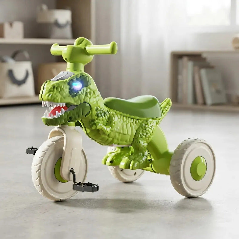 Triciclo Andador Infantil Dinosaurio Con Luces Y Música 6066 Verde
