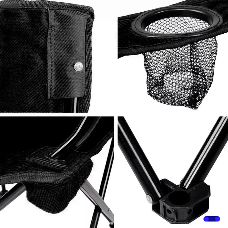 Silla Plegable Y Portátil Para Campamento, Playa Color Negro
