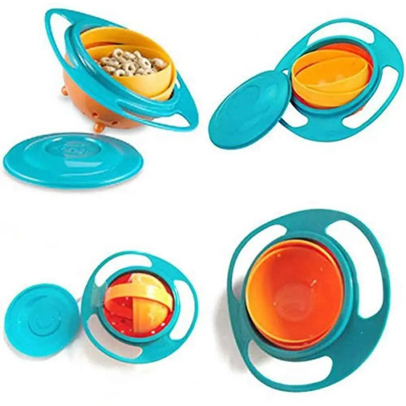 Plato 360 Antiderrame Ovalado Para Bebé Azul/salmón