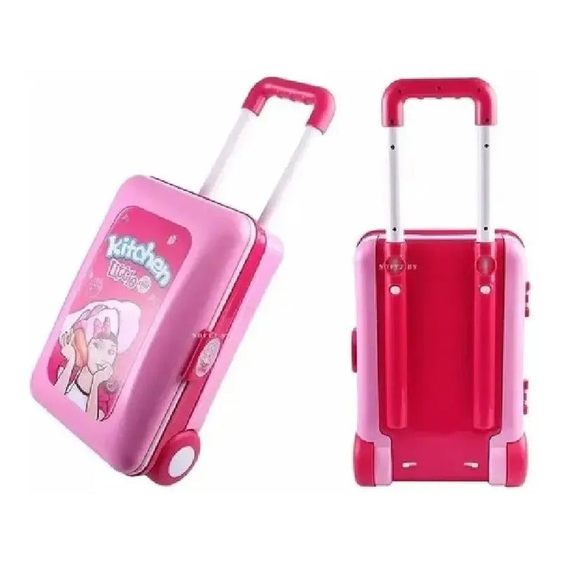 Set De Cocina Infantil Portátil Maleta 008-921 Rosa Chicle