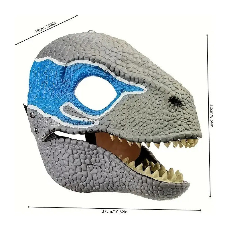 Mascara De Velociraptor Dinosaurio Azul Latex