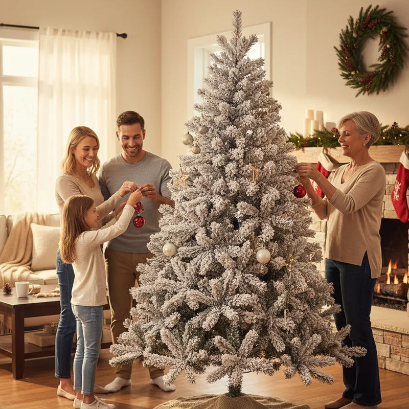 Árbol De Navidad De 210cm Con 900 Ramas Blanco Blanco