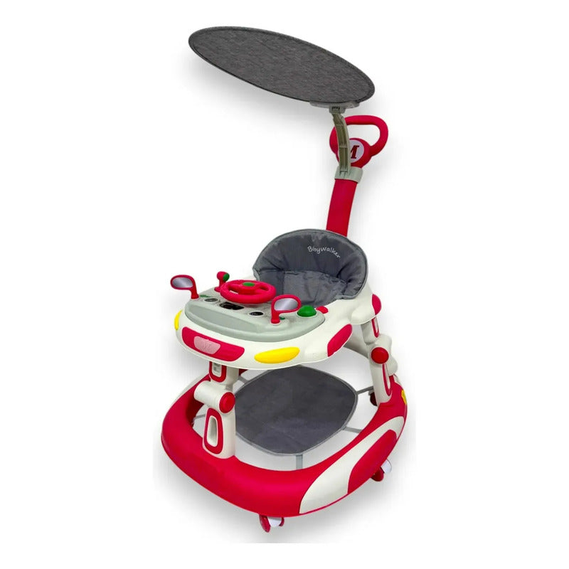 Caminador Andadera Timon Llantas Musical Con Guia944-b Color Rojo