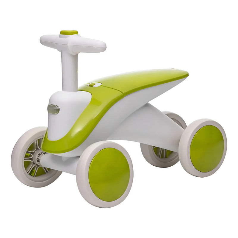 Carrito Montable Impulso De Niñas Y Niños Luces Y Sonidos Color Verde-blanco