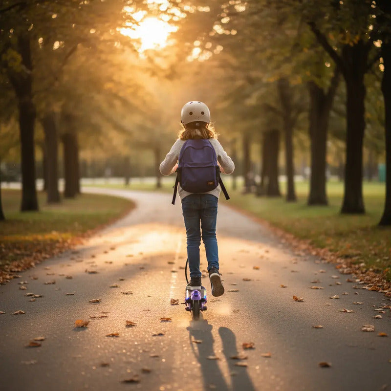 Patineta Scooter Eléctrico Con Luces Kidshop Pt08 Color Morado
