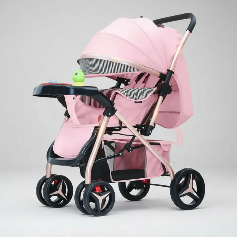 Coche Con Capota Expandible Reversible Pd-602-1 Rosa Dorado