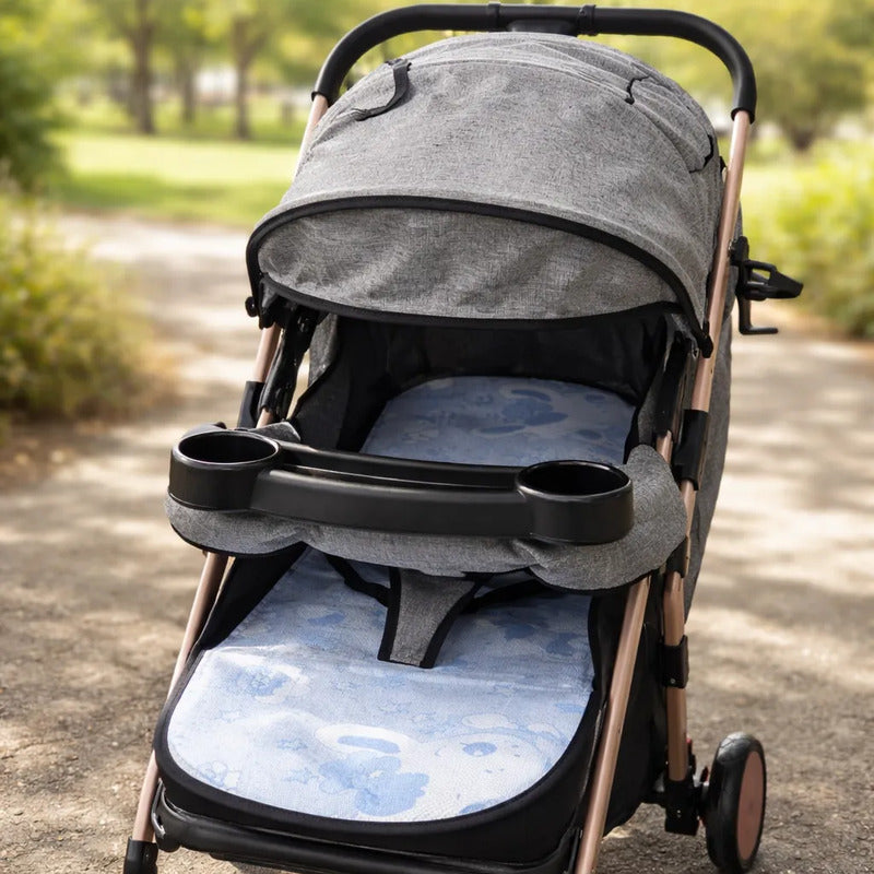 Coche Paseador Para Bebe Facil De Cerrar Y Reversible 803-7 Gris Claro Dorado