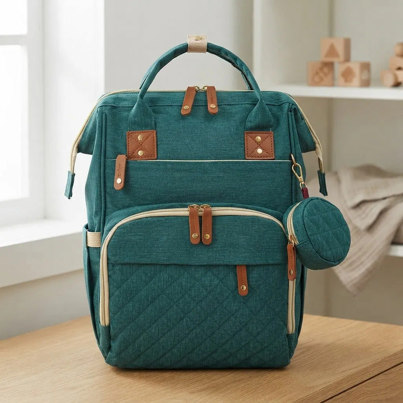 Pañalera Bebe Funcional Múltiples Compartimentos 11519-15 Verde Musgo Unicolor
