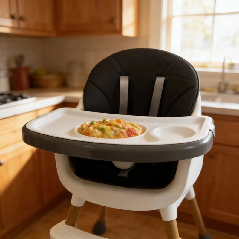 Silla De Comer Para Bebé Kidshop Doble Bandeja 45138 Liso Gris