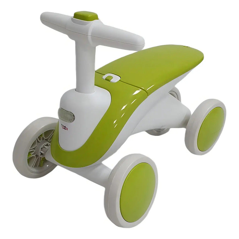 Carrito Montable Impulso De Niñas Y Niños Luces Y Sonidos Color Verde-blanco
