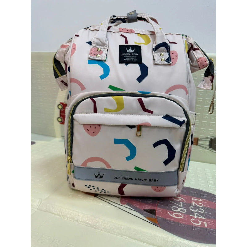Bolso Pañalera Morral Moderno De Bebe Estampados 11519-13 Beige Colores