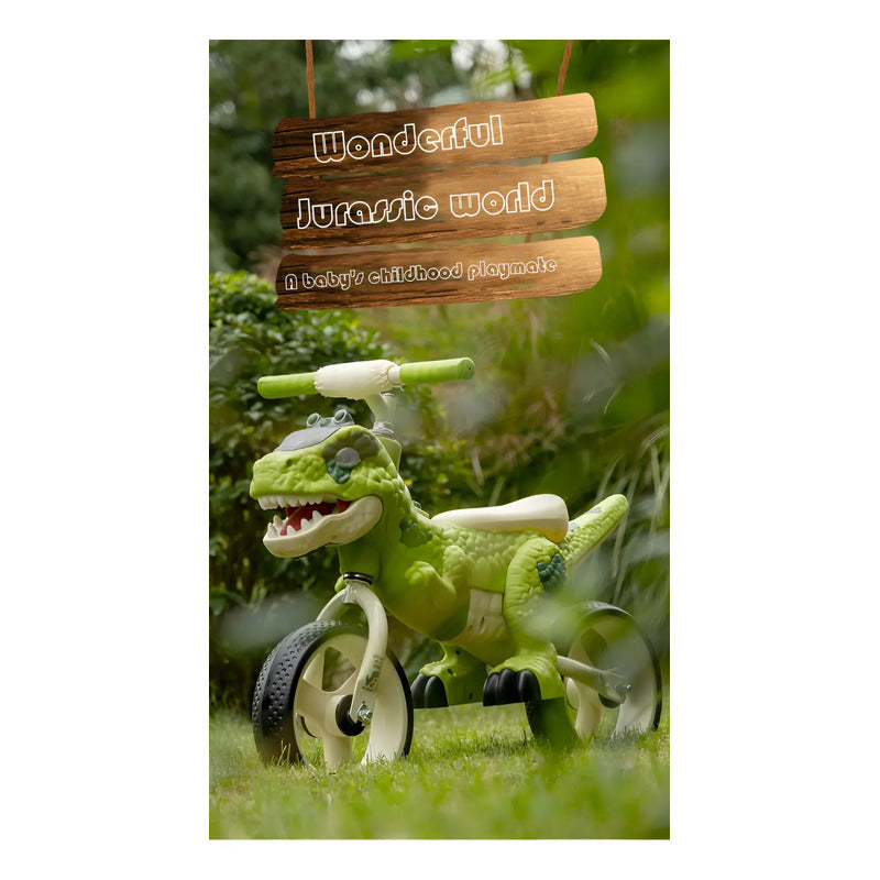 Triciclo Bicicleta Dinosaurio Con Música Y Cesta Tr-064