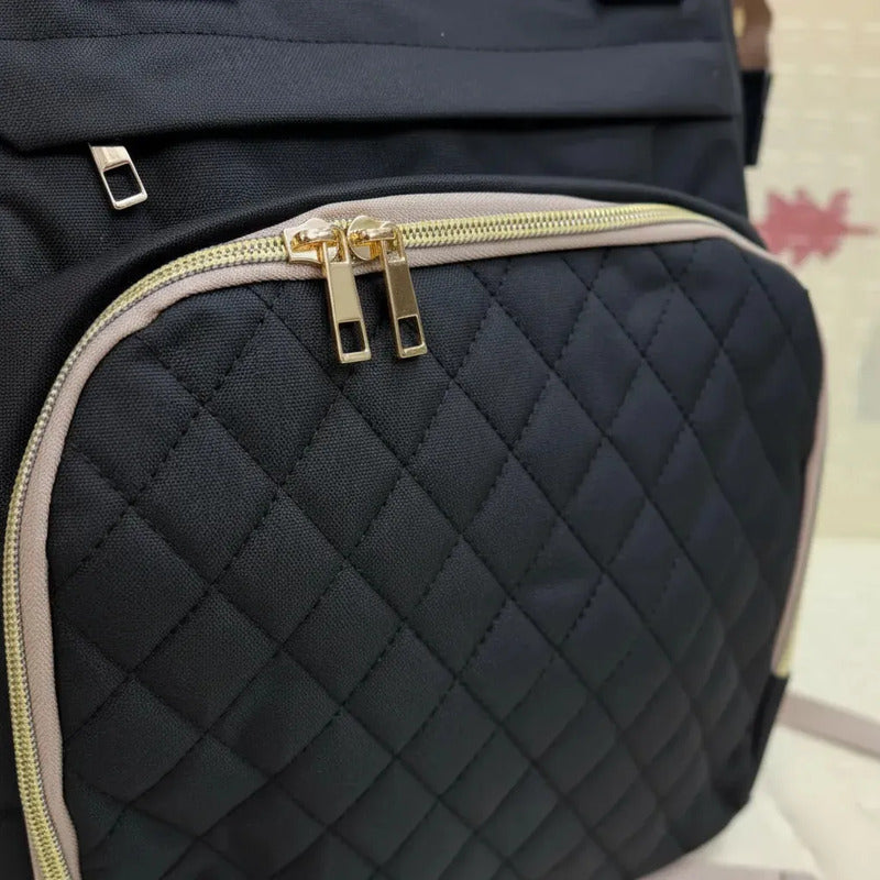Bolso Pañalera Morral Moderno De Bebe 11519-14 Negro Lisa
