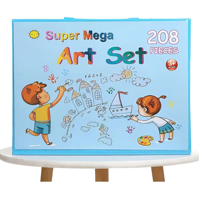 Set De Arte Para Niños 208 Piezas Portátil Crayon Colores Color Azul