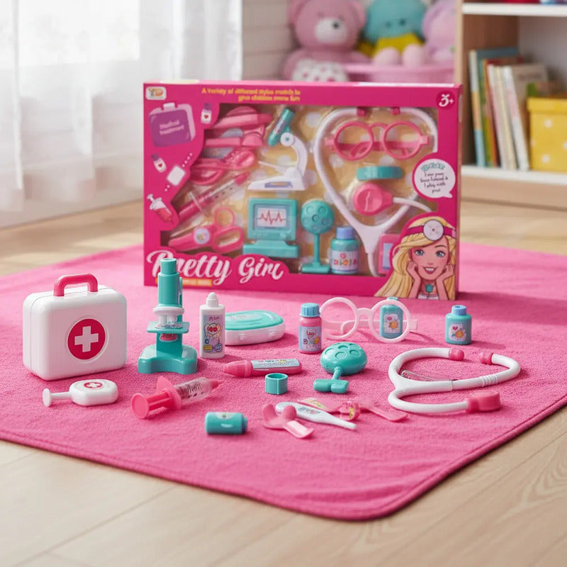 Set De Doctora Kidshop Con Estetoscopio Y Utensilios Médicos De Juguete Rosa Para Niñas De 3 Años