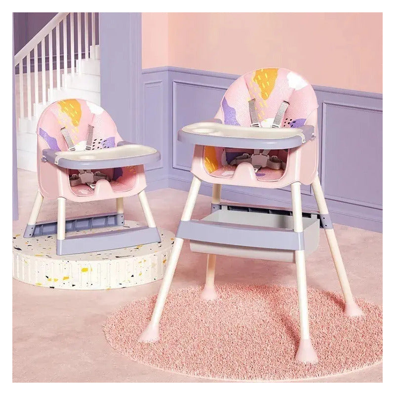 Silla Comedor Para Bebe Portátil Niños Niñas Color Rosado Bolas
