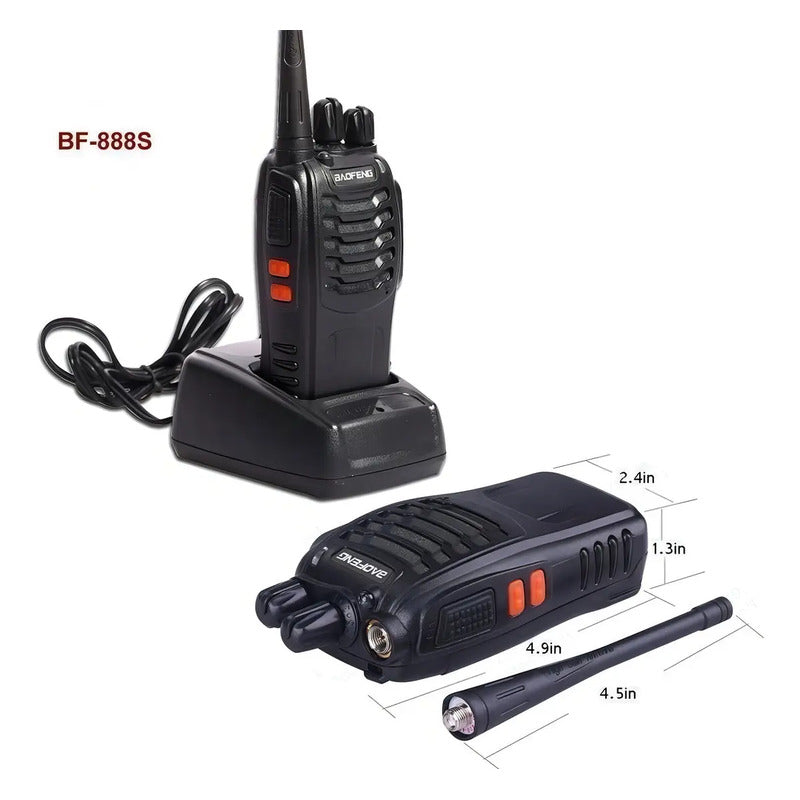 2 Pack Radios Walkie Talkie Bf-888s Recargable,con Manos Libres Color Negro Baofeng Uhf