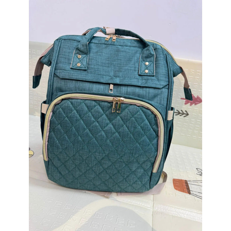 Bolso Pañalera Morral Moderno De Bebe 11519-14 Verde Lisa