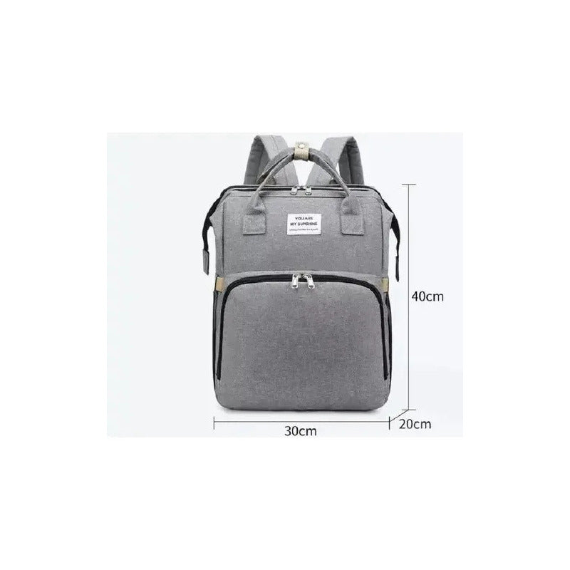 Pañalera Multinfuncional Bebe Mochila Colores Original Gris