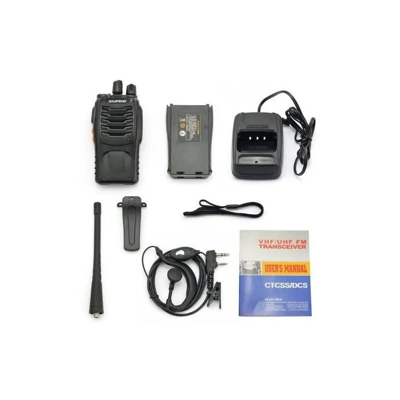 2 Pack Radios Walkie Talkie Bf-888s Recargable,con Manos Libres Color Negro Baofeng Uhf