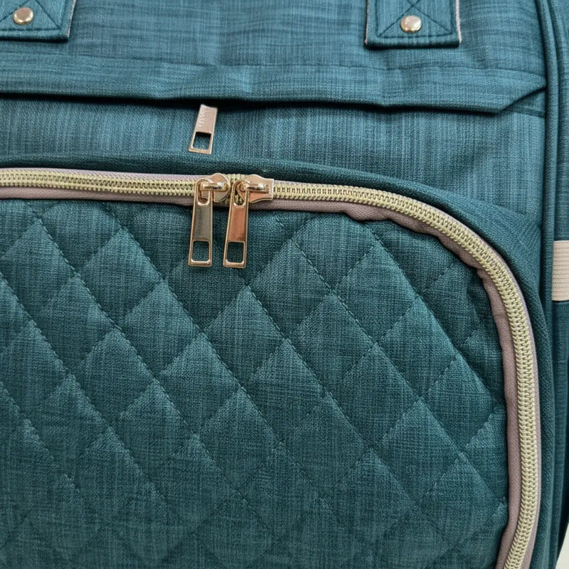 Bolso Pañalera Morral Moderno De Bebe 11519-14 Verde Lisa