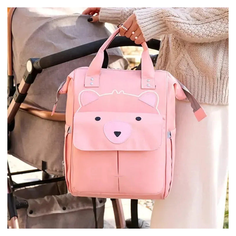 Bolso Pañalera Bebe Tipo Morral Diseño Ref 1402 Color Rosa