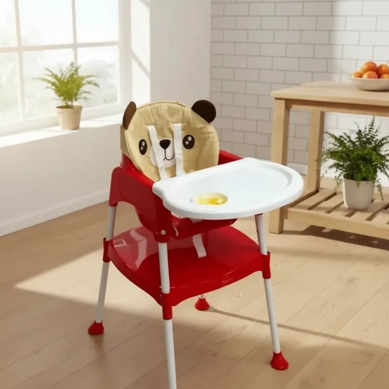Silla Comedor Y Escritorio Para Bebe + Cojin Acolchado Oso