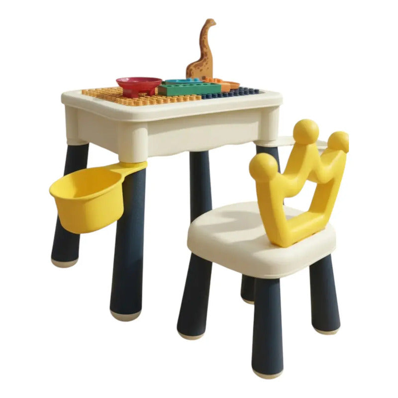 Mesa Didáctica De Bloques Para Armar+silla Infantil Rt1257-1 Color Azul