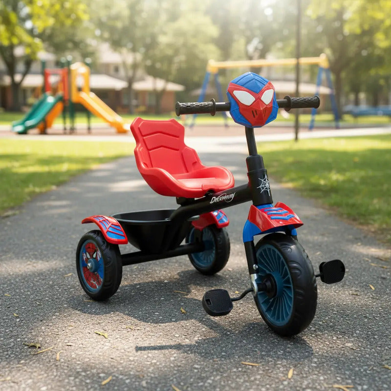 Triciclo Bicicleta Infantil Hombre Araña Músical Tr-067 Color Negro