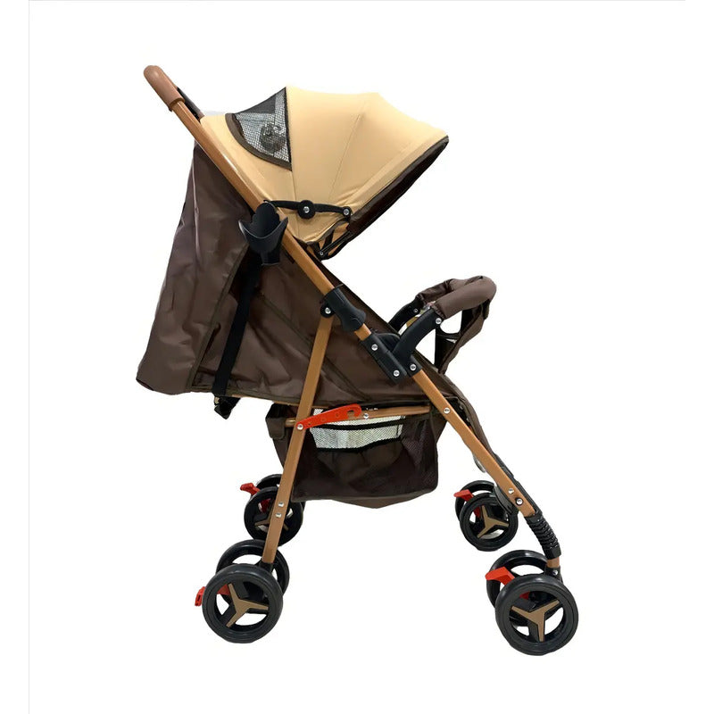 Coche Para Bebe Con Capota Expandible Fino Reversible 701-3 Color Marrón Chasis Ocre