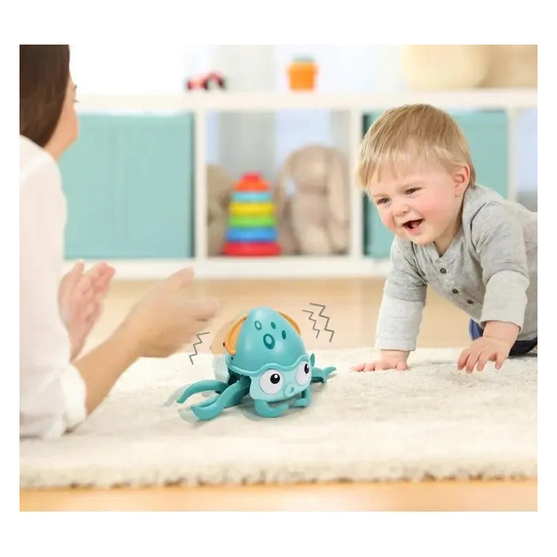 Juguete Interactivo De Pulpo Eléctrico Con Música Y Luces Color Azul Acero