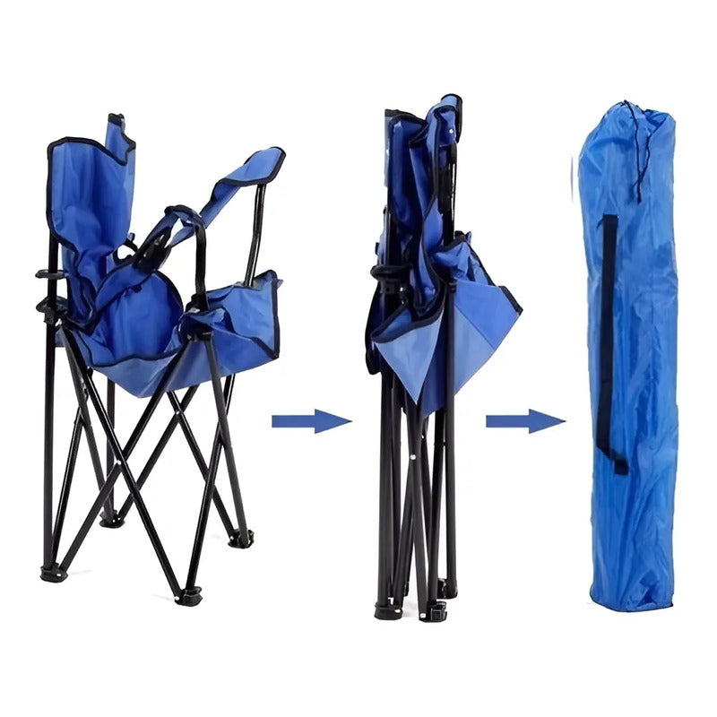 Silla De Camping Plegable Con Portavaso Y Bolso De Transporte Azul
