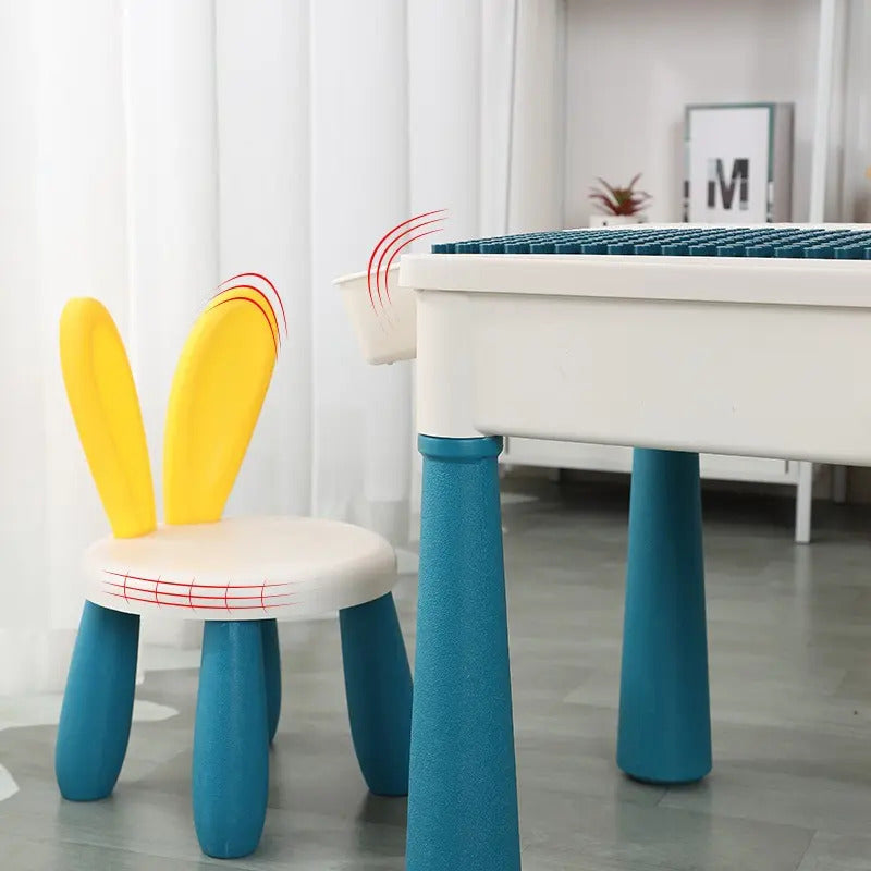 Mesa Didáctica De Bloques Para Armar+silla Infantil Rt-1258 Color Blanco