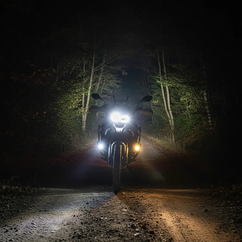 Kit Exploradoras Proyector Nitro Led Luz Bi Color Moto Carro Blanco-amarillo
