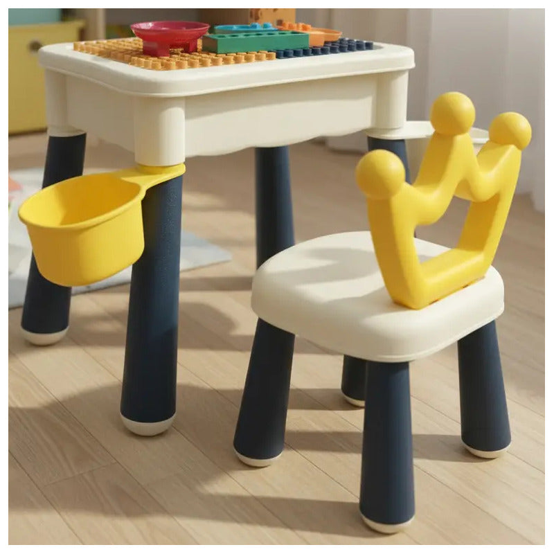 Mesa Didáctica De Bloques Para Armar+silla Infantil Rt1257-1 Azul