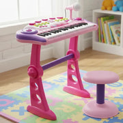 Organeta Piano Teclado Mp3 Para Niños Con Silla Color Rosa 110v