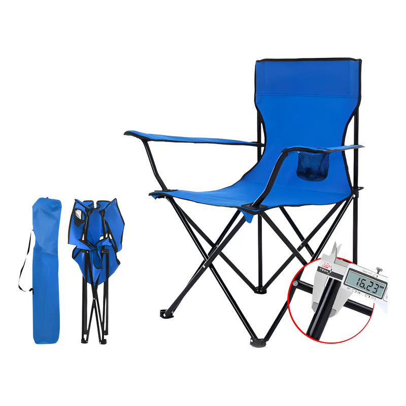 Silla De Camping Plegable Con Portavaso Y Bolso De Transporte Azul