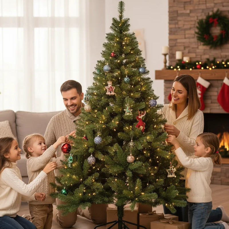 Árbol De Navidad 2.10m Con 800 Ramas Verde Verde