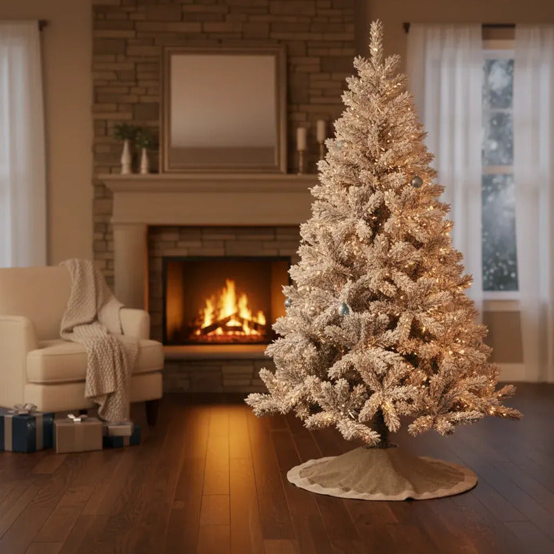 Árbol De Navidad De 210cm Con 900 Ramas Blanco Blanco