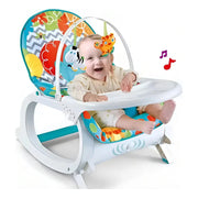 Silla Mecedora Vibradora Con Bandeja + Toldillo Azul Verdoso Multicolor Floreado