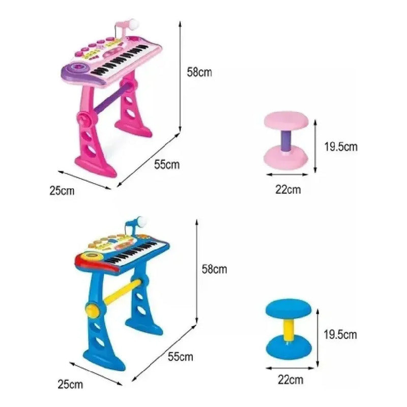 Organeta Piano Teclado Mp3 Para Niños Con Silla Rosa 110v
