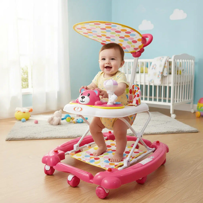 Caminador De Bebe Mecedor 4 En 1 Plegable Oso