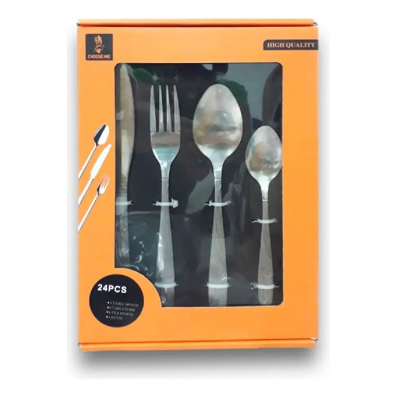 Set Cubiertos 24 Piezas Acero Inoxidable Gourm Gris Gris