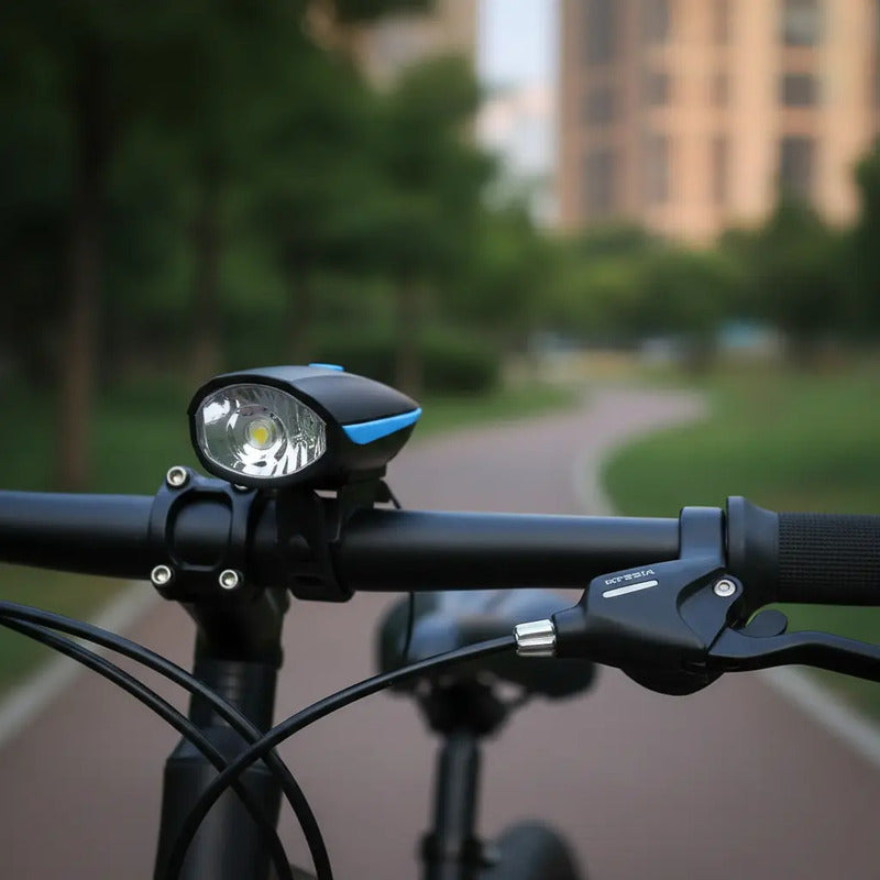 Luz Linterna Blanca Con Pito Bicicleta Recargable 250 Lumens