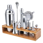 Set Bartender Kit Coctelera Vaso Preparar Bebibas Bar 13 Pza Plateado