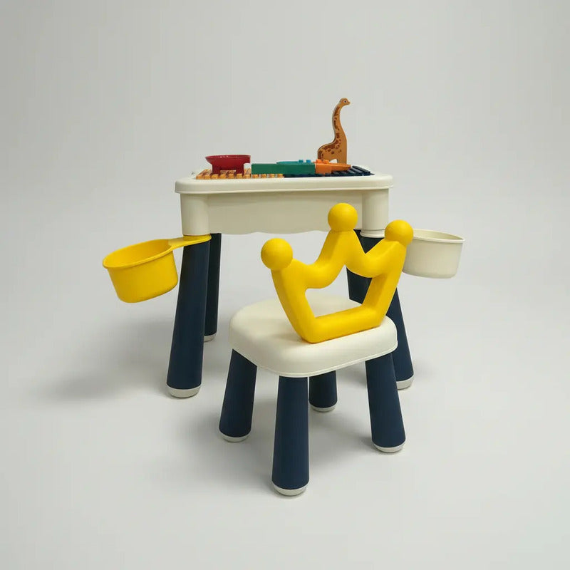 Mesa Didáctica De Bloques Para Armar+silla Infantil Rt1257-1 Color Azul