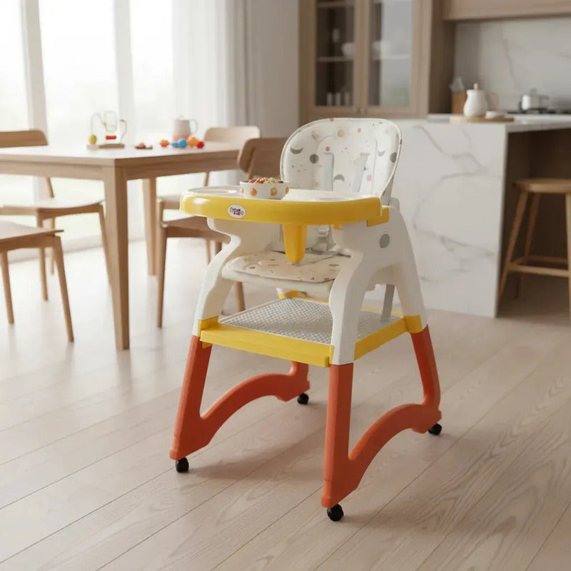 Silla Comedor Escritorio Multifuncional 3 En 1 Bebes O Niños Amarillo
