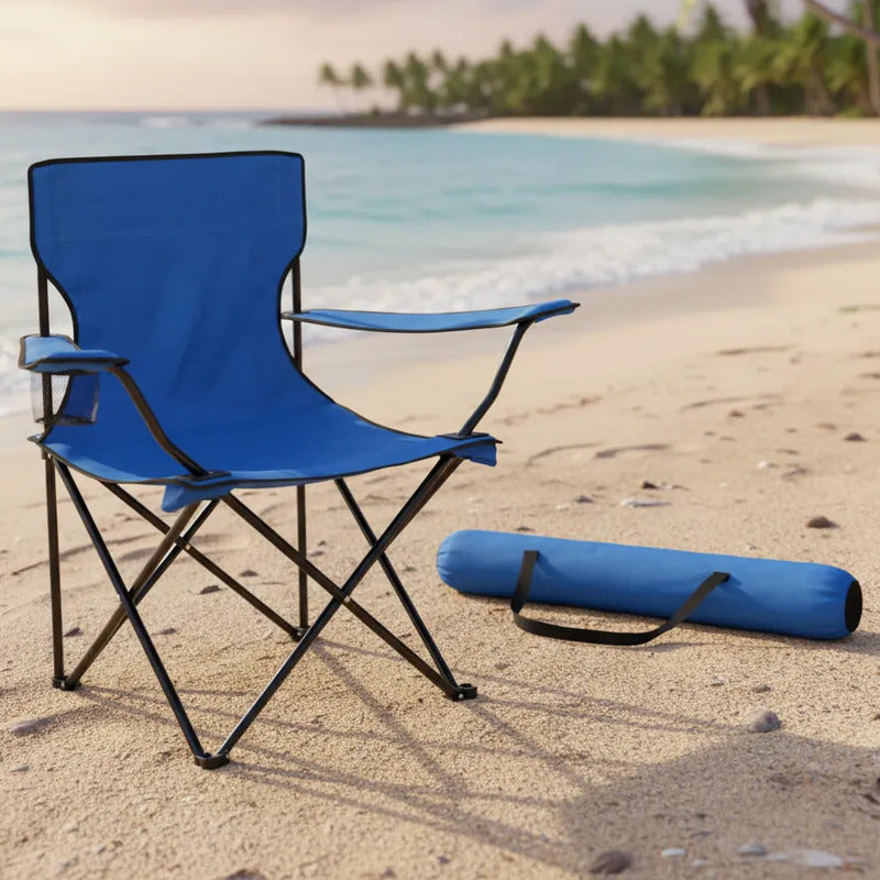 Silla Plegable Con Soporte Para Brazo Camping Parque Playa